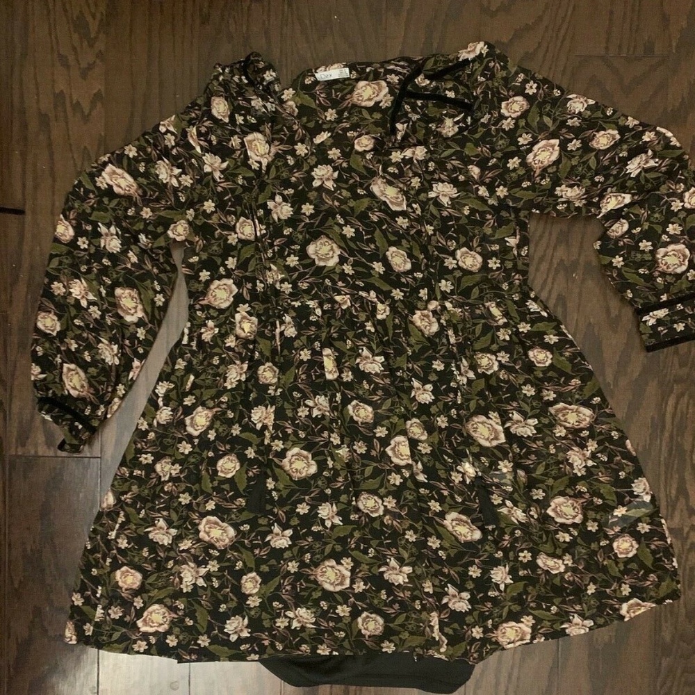 Unique Black Floral Dark Romantic Gothic-Vintage Look Minidress-M